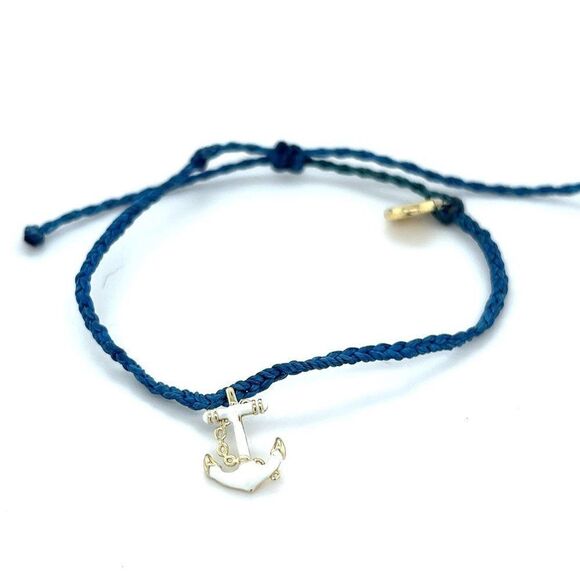 Pura Vida White Enamel Anchor Bracelet - Picture 1 of 2